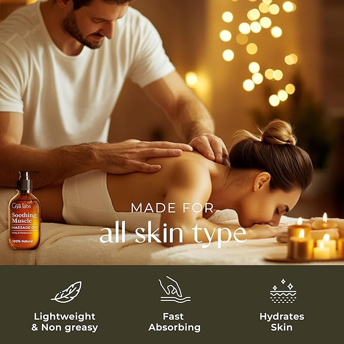 Gya Labs Soothing Massage Oil - 6.76 Fl Oz - Non-Greasy Formula for Sore Muscles, Deep Relaxation & All Skin Types - Suitable for Men & Women - Bloomnest