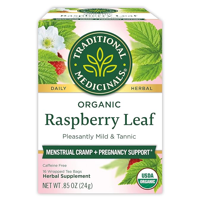 Traditional Medicinals Organic Raspberry Leaf Herbal Tea, Eases Menstrual Cramps & Supports Healthy Pregnancy, (Pack of 1) - 16 Tea Bags - Bloomnest