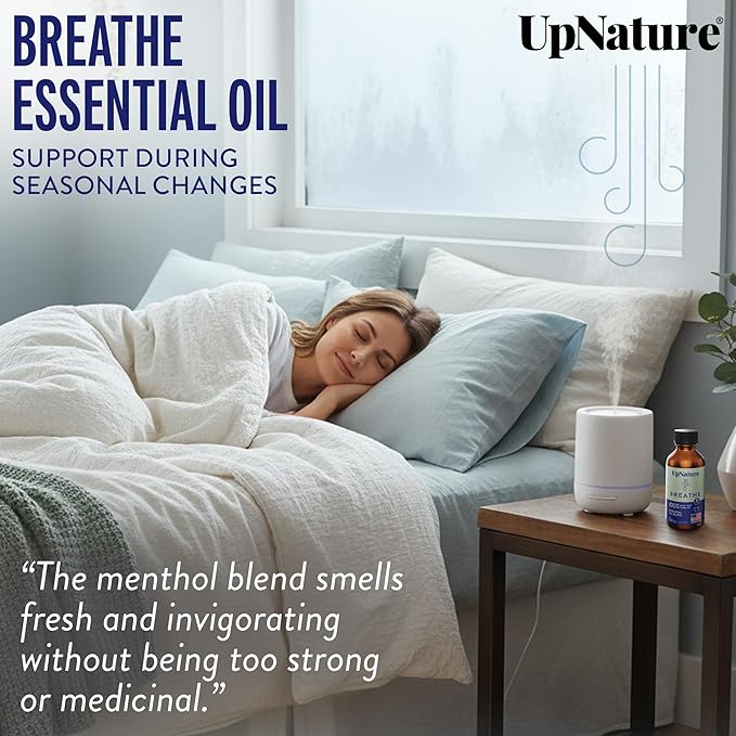 UpNature Breathe Essential Oils Blend (Large 2oz) Essential Oils for Diffusers for Home Humidifier Vaporizer Liquid, Eucalyptus and Menthol Blend, Aromatherapy Oils - Bloomnest