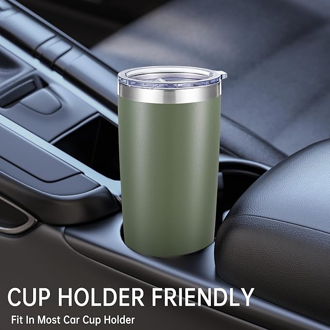 20 oz Tumbler Stainless Steel Tumblers with Lid Double Wall Vacuum Insulated Coffee Mug 20oz Powder Coated Cup for Hot and Cold Drinks, Army Green, 1 pack - Bloomnest