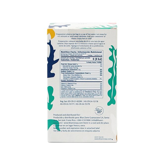 Blue Zones Nicoya - Variety Pack of 5 Lippia Alba & Hibiscus, 5 Chan & Lemongrass, 4 Burbark & Spearmint, 4 Guava Leaves Tea Bags - 100% Natural, Organic, and Refreshing - High Micronutrients - Gluten, Caffeine, Sugar-Free - Pack of 18 (1.59 oz/ 45 g) - Bloomnest