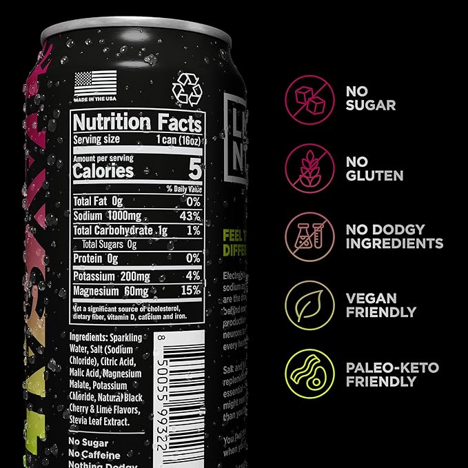 LMNT Sparkling Electrolyte Drink - Black Cherry Lime | 12-Count - Bloomnest