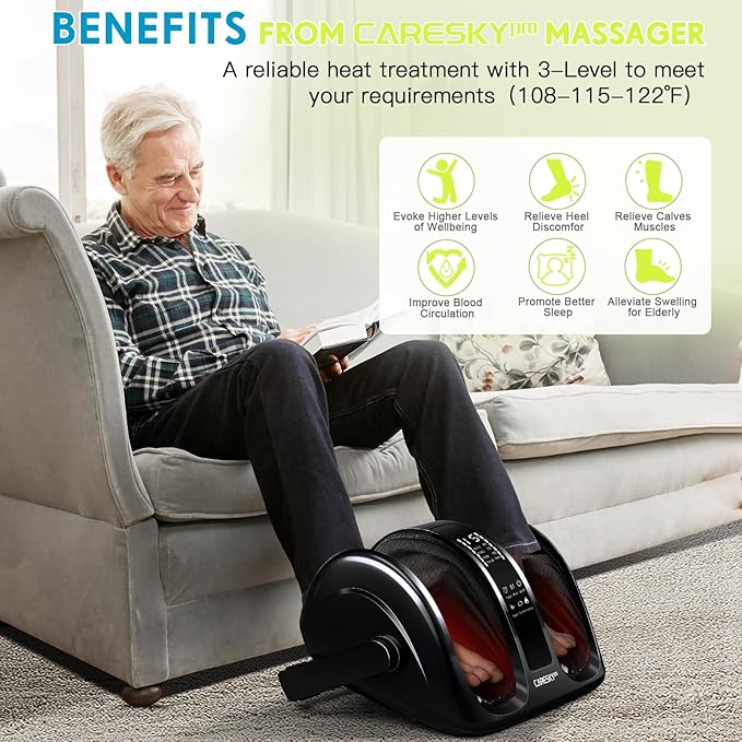 Foot Massager for Neuropathy, FSA Eligible HSA Feet Massager with Heat, 3-Heating for Circulation and Pain Relief, Deep Kneading Rolling for Calf-Feet-Arm Relaxation, Plantar Fasciitis - Bloomnest
