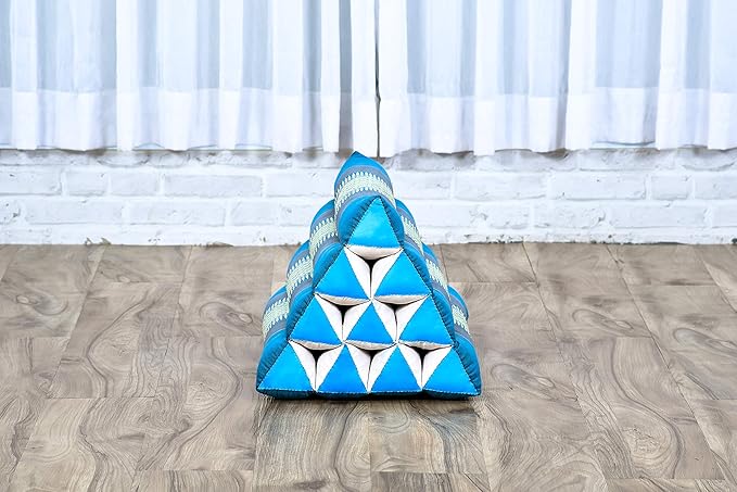 Leewadee Thai Triangle Cushion – Comfortable Backrest for TV or Reading, Wedge Pillow - Eco-Friendly Natural Kapok Filling, 20 x 13 x 13 inches, Light Blue - Bloomnest