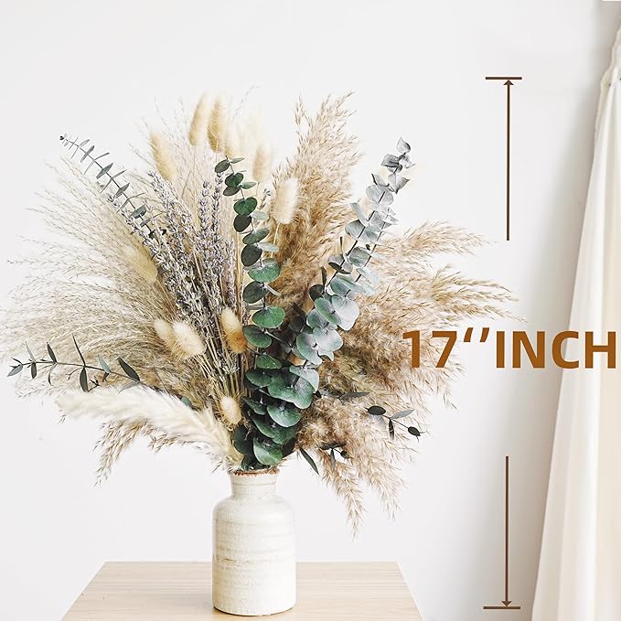 Green Pampas Grass Boho Bouquet – Exquisite Lavender and Eucalyptus Dried Flower Arrangements for Western Boho Decor – Rustic Flowers for Your Bohemian Home, Bedroom, and Wedding Table Décor - Bloomnest
