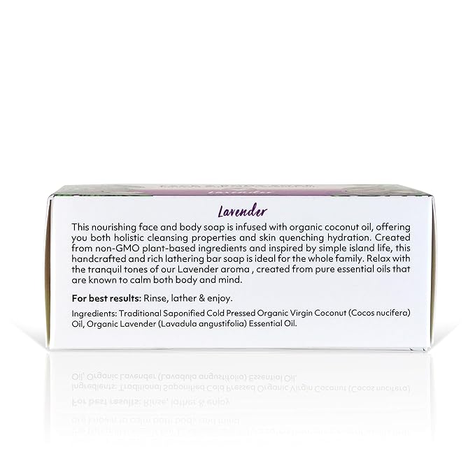 "Coco Fiji Soap Bar for Face and Body Infused With Organic Coconut Oil, Lavender Essential Oil, Natural Soap for Moisturizing & Pore Purifying Skin, 7 oz, Pack Of 2 " - Bloomnest