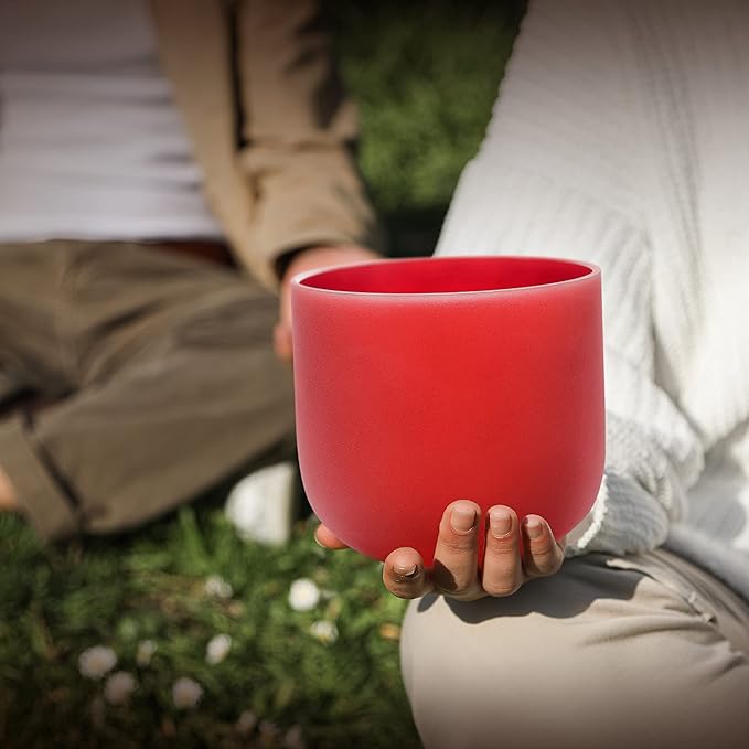 ALIOTH 7" Red C Note Crystal Singing Bowl Root Chakra Sound Therapy with Suede Mallet - Bloomnest