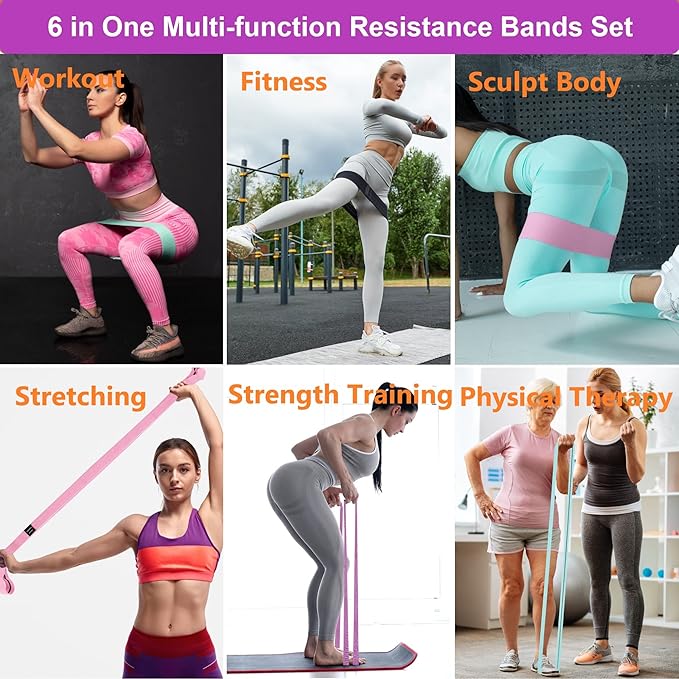 Fabric Resistance Bands for Working Out, 3 and 4 Levels Booty Bands Long Resistance Bands for Women and Men | Elastic Bands for Exercise Bands Resistance Workout Bands Resistance - Bloomnest