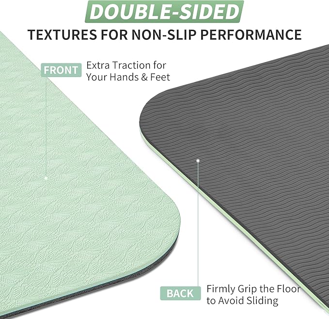 CAMBIVO Yoga Mat for Women Men Kids, 1/3 & 1/4 & 2/5 Inch Extra Thick Yoga Mat Non Slip, 72" x 24" TPE Yoga Mats, Workout Mat with Carrying Strap for Yoga, Pilates and Floor Exercises - Bloomnest