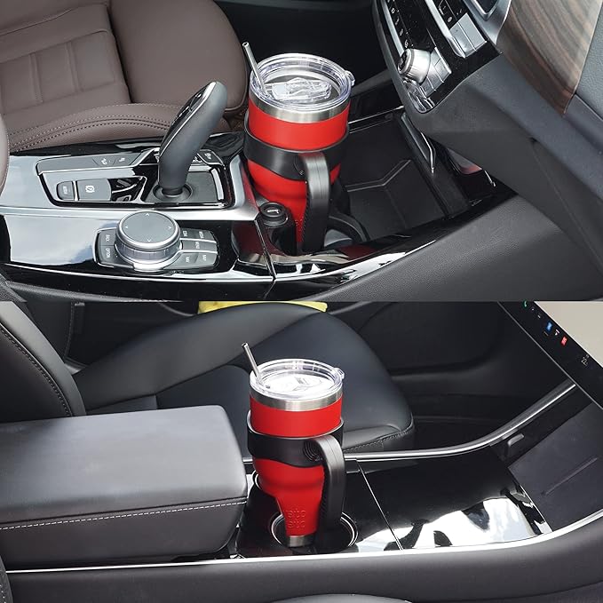 WETOWETO 30oz Insulated Tumbler With 2 Lids and 2 Straws, Stainless Steel Double Vacuum Coffee Tumbler Cup with handle, Powder Coated Travel Mug for Office, Travel(Harvest Red, 1 Pack)