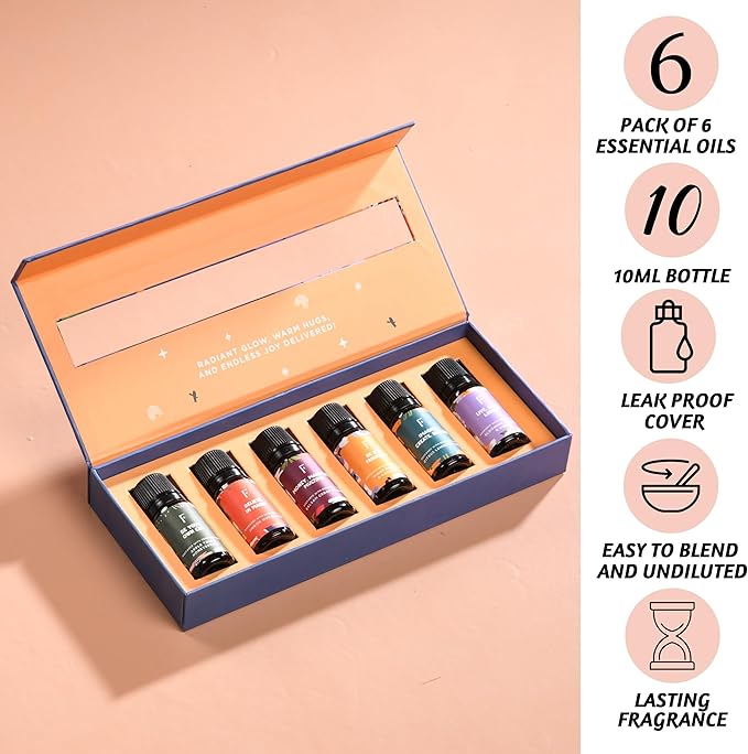 Folkulture Essential Oils for Diffusers | Oil Diffuser Essential Oil Set of 6 Fragrance Oil | Diffusers Oil Scents for Home | Fragrance Oil for Diffusers | Patchouli, Jasmine, Rose - Bloomnest