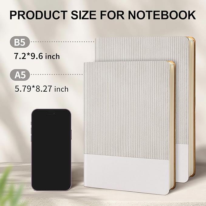Lined Journal Notebook for Work College Ruled Note Book 5.79"x8.27" A5 PU Leather Daily Journaling 216 Pages for Women Men Writing Home School Supplies Business (Grey) - Bloomnest