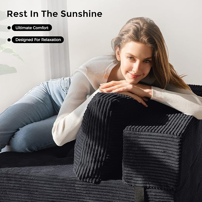MAXYOYO Folding Sofa Bed, Convertible Sofa Bed with High-Density Support Foam, Portable 4 in 1 Fold Out Chair to Floor Lounger, Versatile Floor Couch for Living Room Bedroom, Black - Bloomnest