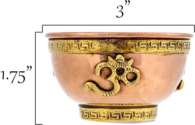 Om Copper Bowl - Offering Bowl for Altar or Ritual Use - Incense Holder, Home Decor - 3 Inches Wide - Bloomnest