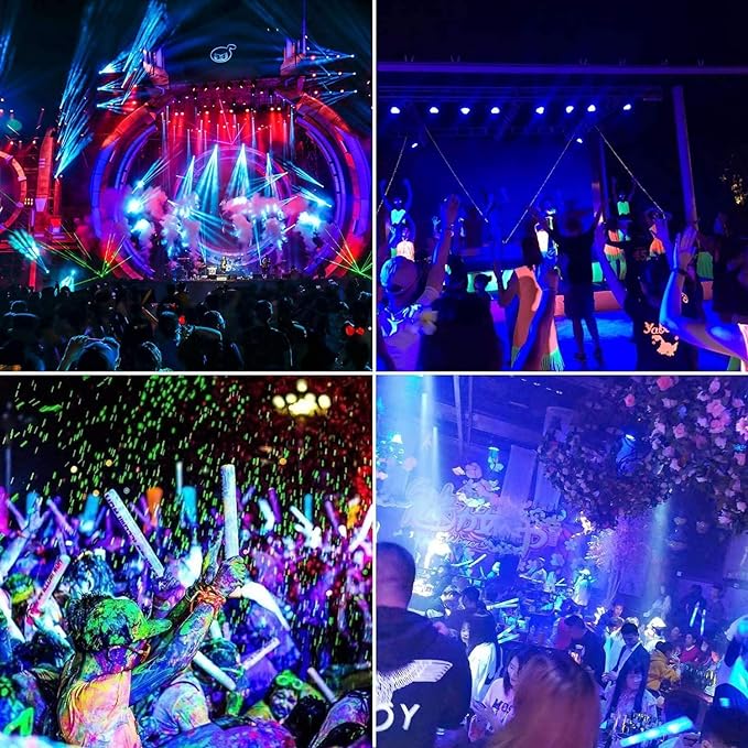 4 Pack 500W LED Flood Black Lights,395nm to 405nm UV Outdoor Flood High Power Blacklight Light with Plug in, IP66 Waterproof Large Black Light Spotlight for Glow Party Large Space, Halloween - Bloomnest