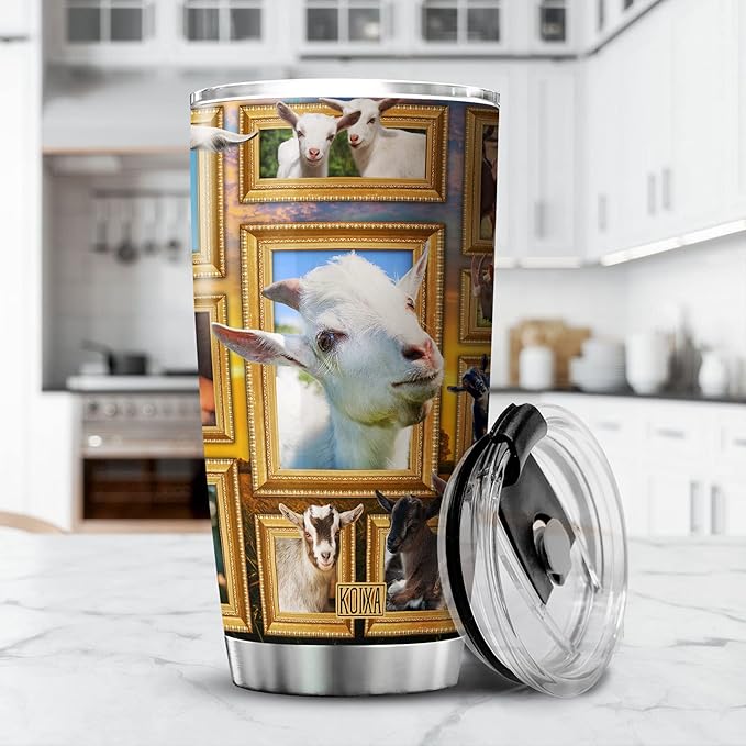 Goats Tumbler Alpine Goats Funny Farm Animal Print Travel Cup With Lid 20 Oz Stainless Steel Tumblers With Christmas Gift Ideas Birthday Present Funny Things For Men - Bloomnest