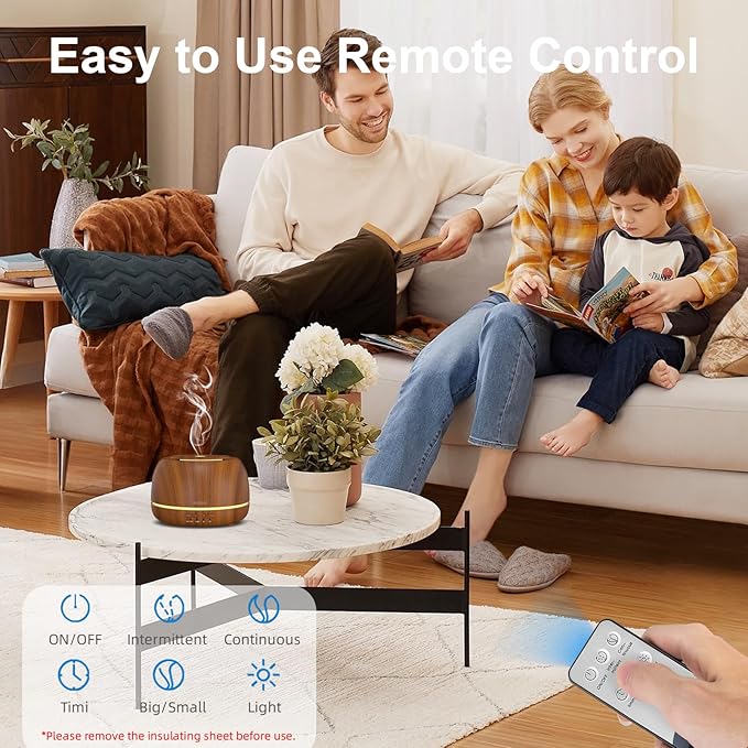 300ML Essential Oil Diffuser with Remote Control,7 LED Colour Lights,4 Timer, Quiet,Ultrasonic Aromatherapy Diffuser for Bedroom, Living Room, Desk,Office - Bloomnest