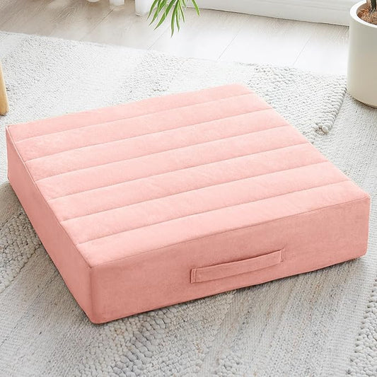 Floor Pillow - PinkJKMAX 22 inches Floor Pillow for Adults - Large Meditation Cushion with Thick Foam - Premium Outdoor Square Floor Cushion Seat - Yoga Pillow for Sitting On Floor - Pink - Bloomnest