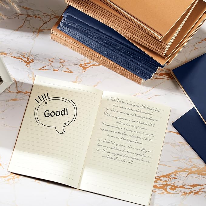 Mimorou 100 Pcs Journals Notebooks Bulk - Kraft Softcover A5 Small Notebooks 5.5 Inch x 8.3 Inch Notepads with 60 Page 30 Sheet for Writing Sketch Travel Office Supplies(Brown, Navy,Lined) - Bloomnest
