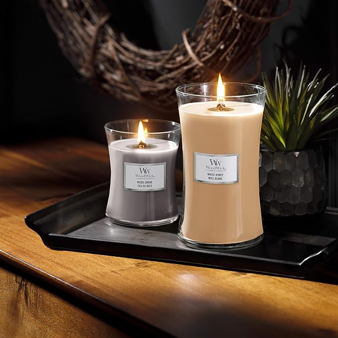 WoodWick Wood Smoke Holiday Candle Gifts for Women and Men, 21.5 oz Large Hourglass Candle with Crackling Wick - Bloomnest