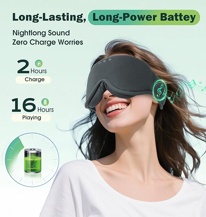 Sleep Mask with Headphones Bluetooth 5.4，LC-dolida 2025 New 3D Bluetooth Sleep Mask Headphones with Soft Bamboo Cotton for Side Sleepers Women Men, Sustainable Luxury for Better Sleep - Bloomnest