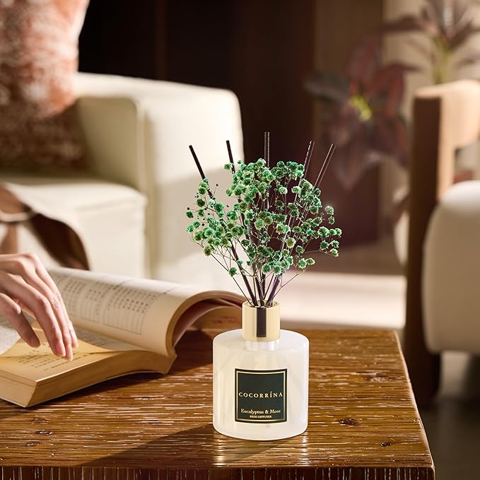 Cocorrína Reed Diffuser Sets- Eucalyptus & Moss Scented Diffuser with Sticks Home Fragrance Reed Diffuser for Bathroom Shelf Decor - Bloomnest