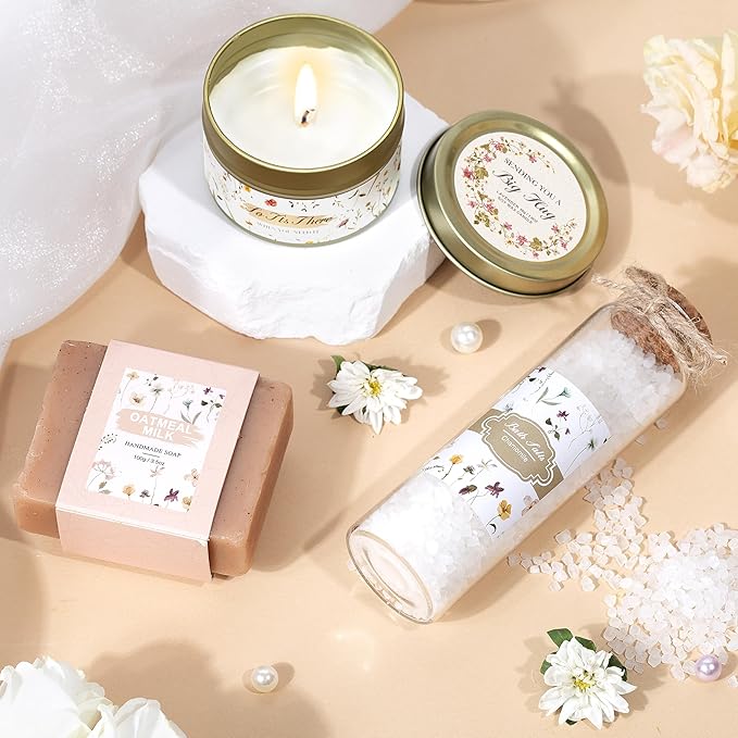 Birthday Gifts for Women, Get Well Soon Self Care Package Box, Sending Hug Baskets Thinking of You Inspirational Gift for New Mom Best Friend Birthday (Ivory) - Bloomnest