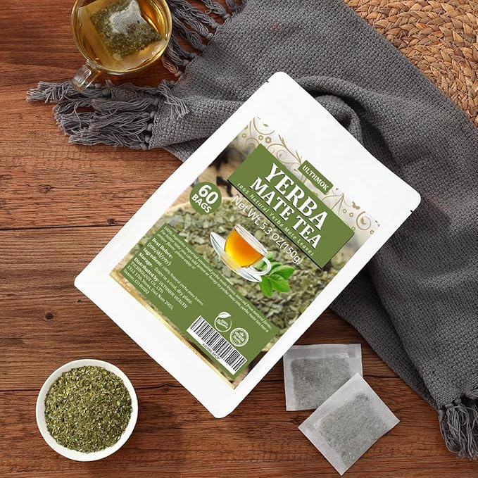 Premium 60 Unsmoked Yerba Mate Tea Bags, Made with 100% Pure Yerba Mate Leaves, No Additives & Caffeine Free. - Bloomnest