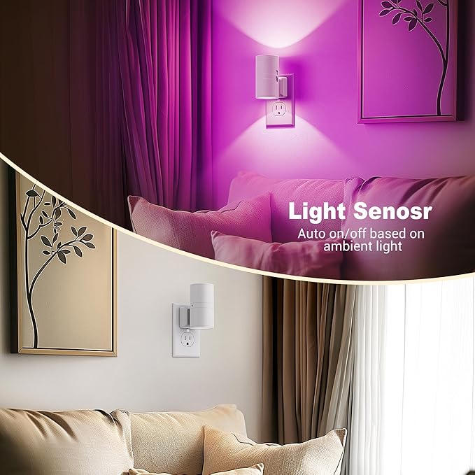 JandCase Color Night Light, LED Night Lights Plug into Wall, Color Changing Nightlight RGB with Light Sensor,Kids Gifts, Halloween, Christmas, Holiday, Hallway Bedroom Kids Room, 2 Pack - Bloomnest