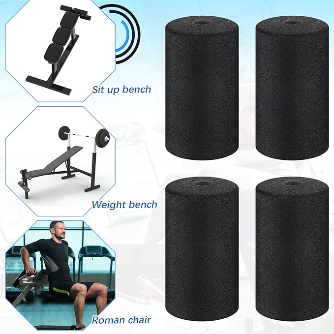 Deekin 4 Pcs Foam Foot Pad Rollers Buffer Tube Cover for Exercise Machine Home Gym Equipment Replacement Pads for Leg Extension Weight Bench Inversion Table(0.87 x 3.4 x 6.3 Inches) - Bloomnest