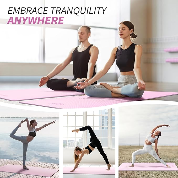 CAMBIVO Yoga Mat for Women Men Kids, 1/3 & 1/4 & 2/5 Inch Extra Thick Yoga Mat Non Slip, 72" x 24" TPE Yoga Mats, Workout Mat with Carrying Strap for Yoga, Pilates and Floor Exercises - Bloomnest