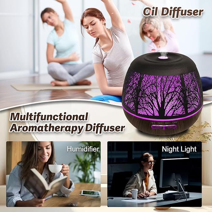 Diffusers for Essential Oils Large Room 400ml,Essential Oil Diffuser for Home with R/C,Cool Mist Humidifiers for Bedroom,7 Colors Changed & 3 Mist Mode Waterless Auto Off for Office