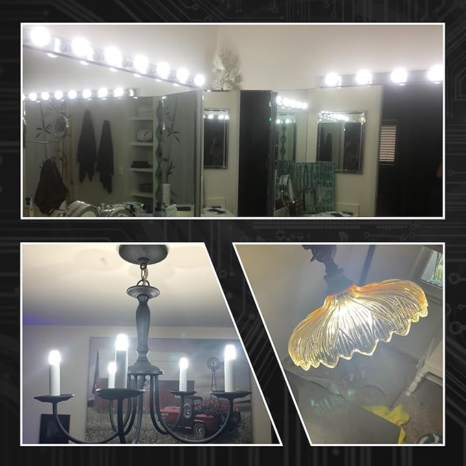 25 Watt Equivalent LED Decorative Candelabra Bulbs Daylight White 6000K 2 Watt 300lm E12 Small Base Idear for Ceiling Fan Chandelier Bathroom Vanity Mirror Light Dryer Drum Bulbs, Non-Dimmable, 4 Pack - Bloomnest