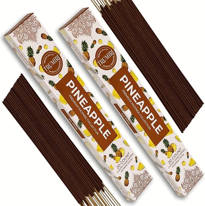 Pineapple Incense Sticks - Incienso de Piña - Total 40 Insence-Sticks - Dual Pack of 20 Insense - Inciensos - Inscents - Natural Non Toxic Ingredients - Incents - Incence - Inscense - Insents TRUMIRI