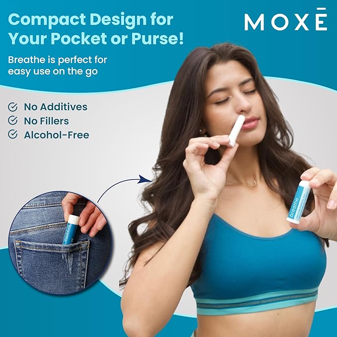 MOXE Breathe | Himalayan Salt Inhaler | Help Clear Congestion, Boost Focus and Improve Breathing | Natural Aromatherapy | Peppermint, Lavender and Tee Tree Essential Oil (3 Pack) - Bloomnest
