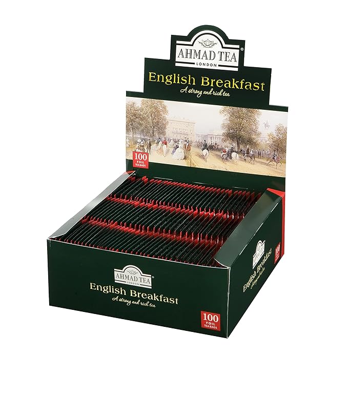 Ahmad Tea Black Tea, English Breakfast Teabags individually wrapped in foil, 100 ct - Caffeinated & Sugar-Free - Bloomnest