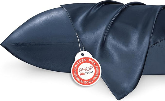 Bedsure Satin Pillowcase 2 Pack Similar to Silk Pillow Cases Standard Size, Pillow Case for Sleeping Women with Envelope Closure, Gifts for Women Men, Blue, 20x26 Inches - Bloomnest