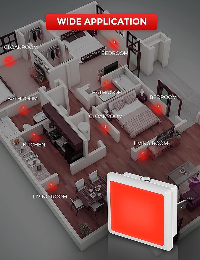 L LOHAS LED Red Night Lights Plug into Wall 2-Pack, 0.3W Plug in Night Light, Dusk to Dawn, Bright Nightlight Auto-On/Off, for Adults Kids Room Bedroom Bathroom Hallway Kitchen, Non-Dim - Bloomnest