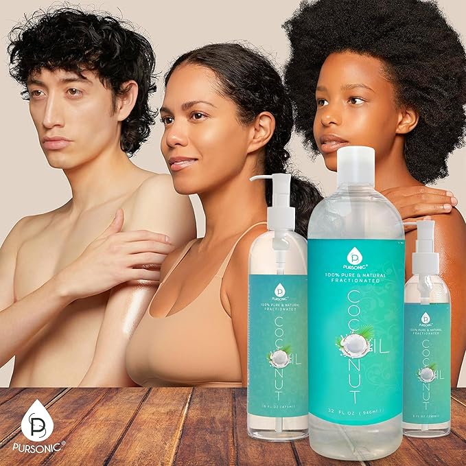 Pursonic Pure Unscented Fractionated Coconut Oil - 16 Oz Multipurpose Oil for Skin, Hair, Body Massage & Makeup Removal - Carrier Oil for Essential Oils and Aromatherapy - Bloomnest