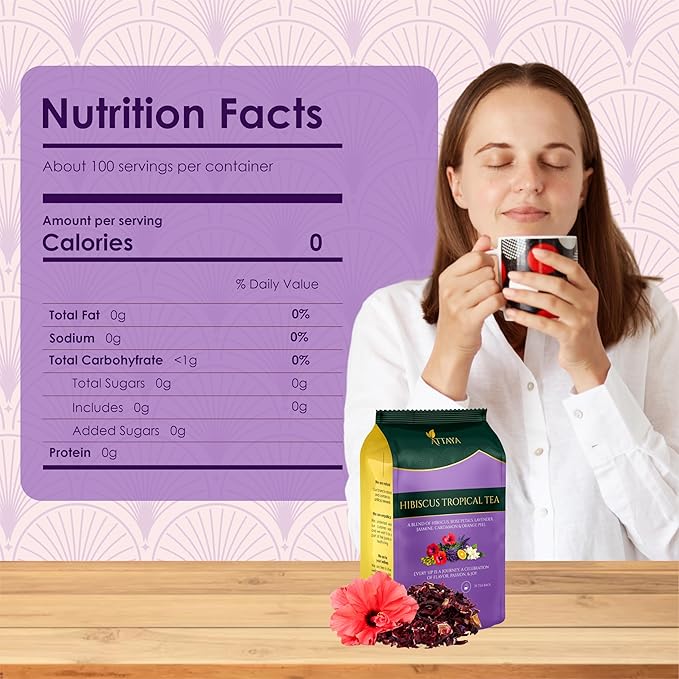 Attaya Hibiscus Tropical Herbal Tea Bags | Lowers Blood Pressure & Supports Heart Health | PCOS | Liver Health | Cholesterol | Antioxidants & Vitamin C | Caffeine Free | non-GMO | 35 Pyramid Tea Bags - Bloomnest