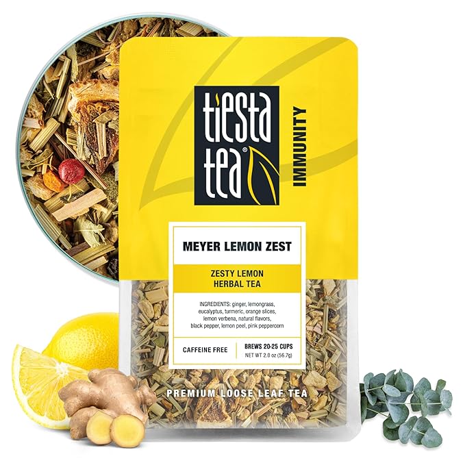 Tiesta Tea - Meyer Lemon Zest, Loose Leaf, Zesty Lemon Herbal Tea, Premium Caffeine-Free Blend, Makes Hot or Iced & Up to 25 Cups, 2oz Resealable Pouch - Bloomnest