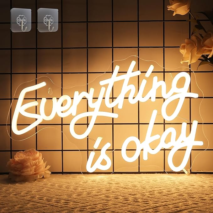 Attivolife Everything Neon Sign for Wall Decor, Light up Inspire LED Lamp with Dim USB Powered, Encourage Gifts Unique Decor for Home Living Room Shop Teahouse Birthday Christmas Day - Bloomnest