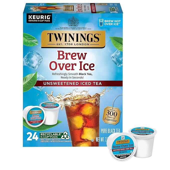 Twinings Brew Over Ice Unsweetened Black Iced Tea K-Cup Pods for Keurig, 24 Count (Pack of 1), Refreshing, Smooth, Caffeinated - Bloomnest