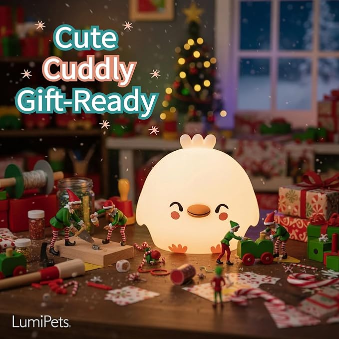 Lumipets Clara The Chick Squishy Silicone Night Light for Kids | Cute Night Light with Remote & Touch Control for Baby & Toddler Bedrooms | Color Changing Portable Animal Nightlight | Soft Mood Lamp - Bloomnest