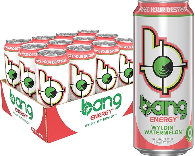 Bang Energy Wyldin’ Watermelon, Sugar-Free Energy Drink, 16-Ounce (Pack of 12) - Bloomnest