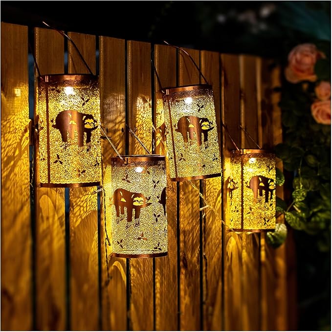 Sloth Solar Lanterns Outdoor Waterproof Hanging Solar Lights Sloth Gifts for Women Men Metal Decorative LED Sloth Lanterns for Garden Decor,Yard,Patio,Lawn,Tabletop,Pathway,Landscape - Bloomnest