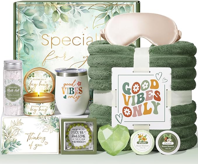 Birthday Gifts for Women Self Care Gift, Get Well Soon Gift Baskets Relaxing Spa Care Package for Women with Blanket, Unique Valentines Day Gifts Idea for Her Wife Girlfriend Mom Mother Friend Sister - Bloomnest