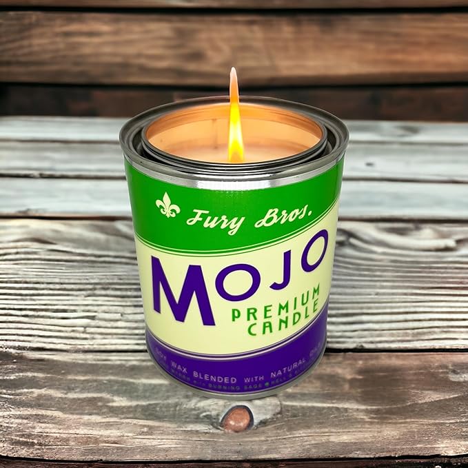 Fury Bros. Scented Candles for Men | Mojo | Frankincense Myrrh Burning Sage | Natural Soy Wax | Hand-Poured in The USA | Long 70-80 Hour Burn (12.5 oz) | Vintage-Inspired Tin Design | Dad Home Gift - Bloomnest