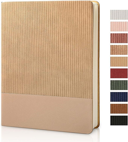 Lined Journal Notebook for Work College Ruled Note Book 5.79"x8.27"A5 PU Leather Daily Journaling 216 Pages for Women Men Writing Home School Supplies Business (Khaki) - Bloomnest