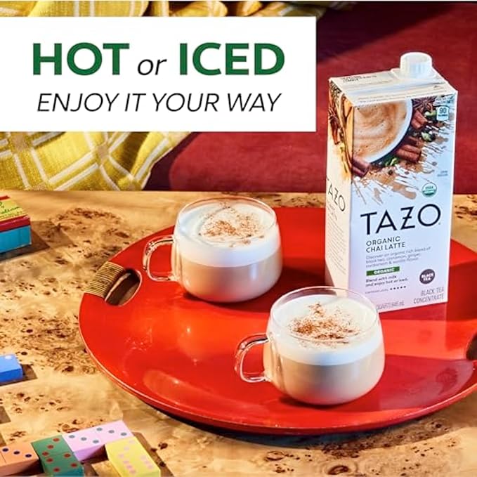 TAZO Organic Chai Latte Concentrate, Hot or Iced Black Tea, Easy-to-Serve, Everyday Lattes and Mocktails, 32 oz Carton (Pack of 2) - Bloomnest